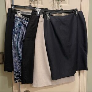 FIVE size 4 pencil career skirts knee length Calvin Klein khaki black blue
